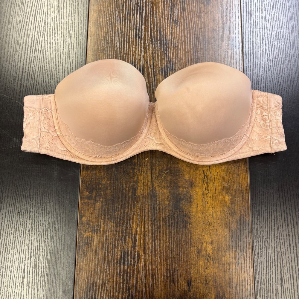 Torrid Curve Beige‎ Lace Strapless Multi-Way Underwire Bra 44C Nude Plus Size